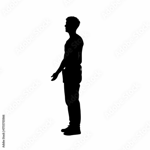 Silhouette of a rehab worker demonstrating correct movement technique isolated on white background