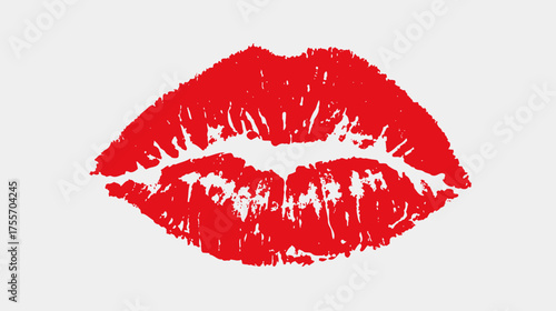 Red lip imprint on white background