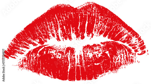 Red lipstick kiss print on white