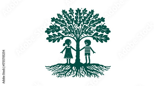Green tree with children