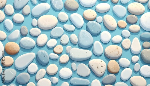 Wallpaper Mural A pattern of smooth, round pebbles, evenly distributed on a light blue background. Torontodigital.ca