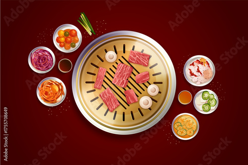 Food & drink Realistic #korean bbq Illustration
