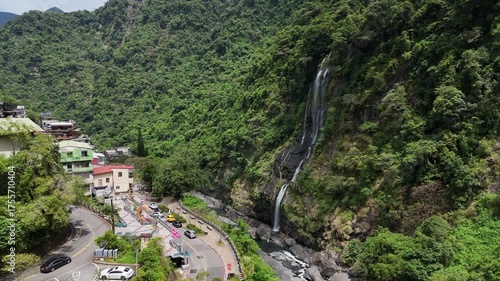 4K Beautiful waterfall scenery in Xiao Wulai scenic area at Taoyuan of Taiwan