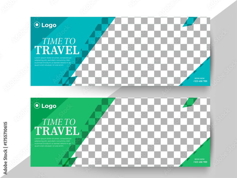 Fototapeta premium Travel Facebook Cover Facebook cover Design In Vector Illustrator Template for ads Travel social media Facebook cover