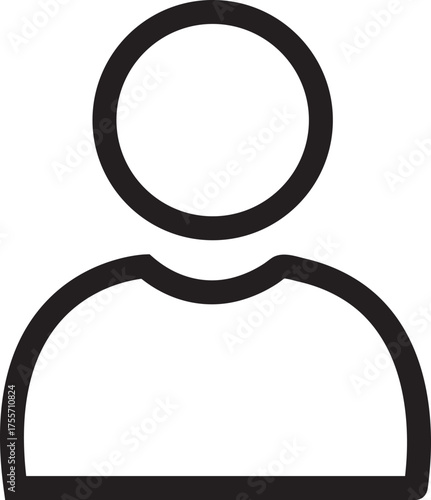 Simple outline icon of a person representing user profile and identity.