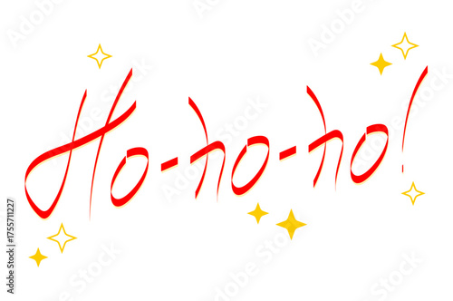 Cheerful holiday greeting Ho ho ho with red letters and yellow stars, perfect for Christmas themed designs