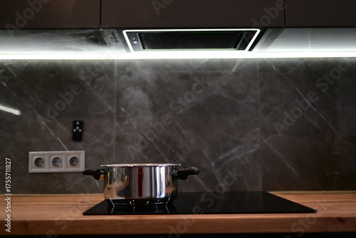 Soup boiling on electric cooktop