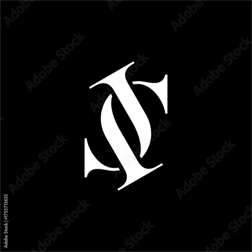 A luxurious, professional monogram of 'SJ'/'JS' using elegant, tilted serif typefaces. This modern design conveys refined style, personalized service, and futuristic sophistication.