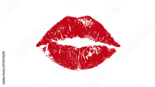 Red lipstick kiss imprint on white