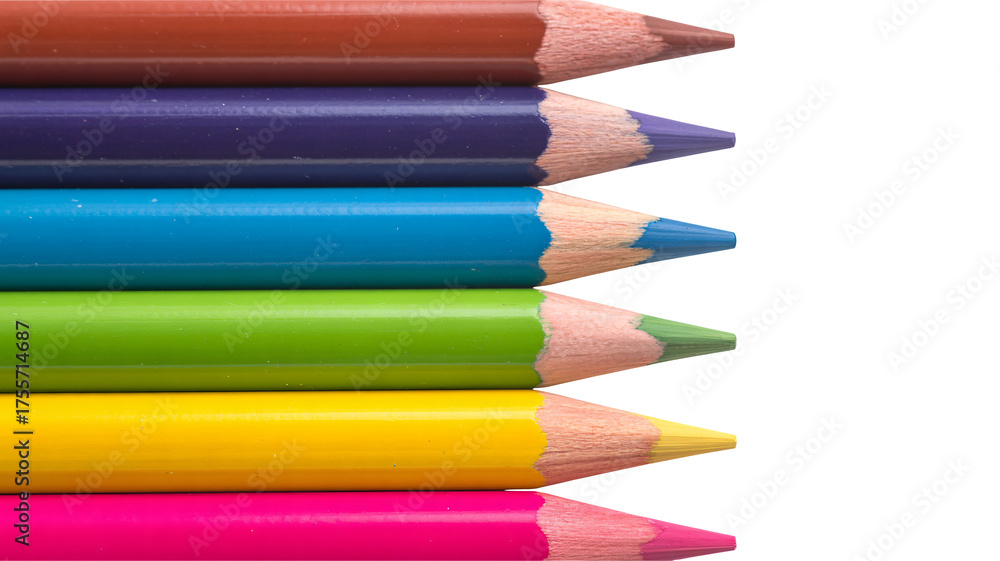 Fototapeta premium Vibrant colored pencils stacked for artful learning and creativity