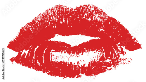 Distressed red lipstick kiss mark