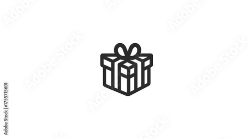 Simple geometric icon of a wrapped gift box with a ribbon