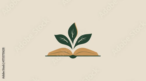 An open book with green leaves growing from its pages