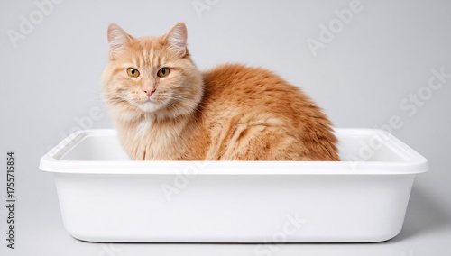 Orange Tabby Cat in Litter Box