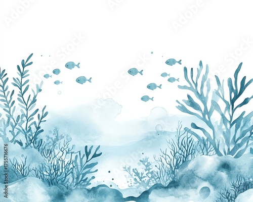 Watercolor texture with seabed and water