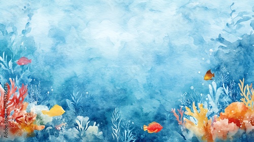 Watercolor texture with seabed and water