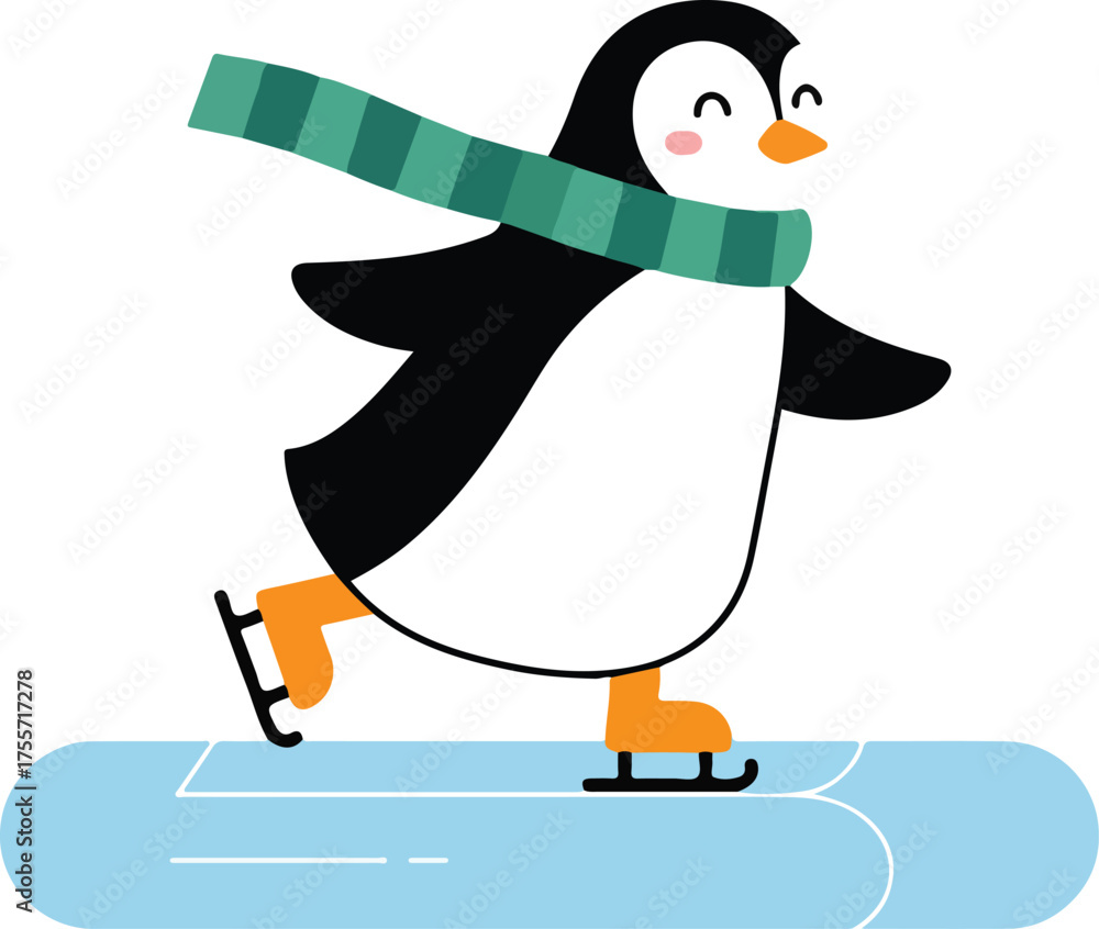 Naklejka premium Suitable for winter designs, greeting cards, childrens books, apparel, and more. Playful penguin character adds charm to your projects.