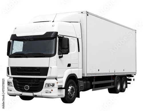 White goods truck isolated on transparent background, PNG