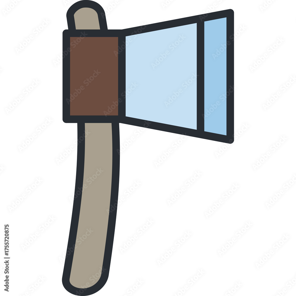 Fototapeta premium Simple Axe Icon With Brown Handle and Silver Blade on Transparent Background