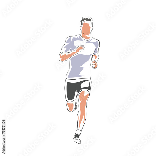 Run, runing man, isolated flat design vector illustration. Sports drawing. Track and field athlete