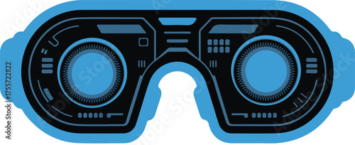 Futuristic blue and black vector illustration of virtual reality vr headset design