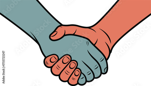 Handshake illustration showing partnership agreement agreement teamwork and cooperation between people