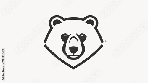 Stylized black bear head icon with sharp angles on a white background