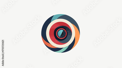 Abstract circular pattern with layered concentric shapes in muted tones