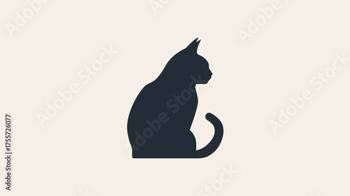 Simple dark silhouette of a cat sitting, facing right