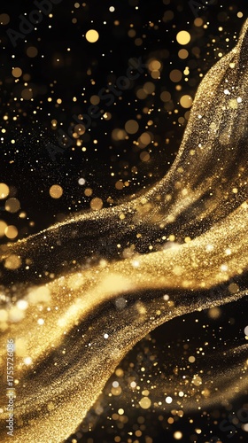 Elegant golden texture with shimmering particles creating a luxurious and dynamic background for various designs.
