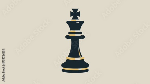 A stark, dark chess king piece with gold accents on a neutral background