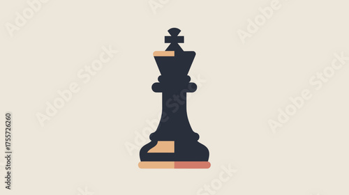 A single black chess king piece with a flat design and neutral background