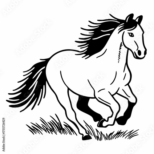 Bay stallion run gallop isolated on white