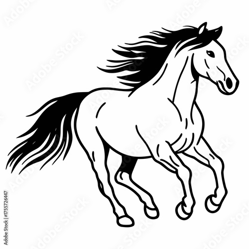 Bay stallion run gallop isolated on white