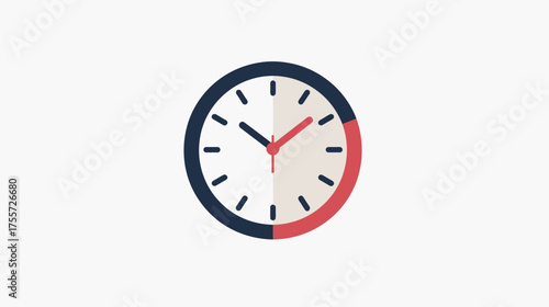 Minimalist circular clock face with segmented dial indicating time