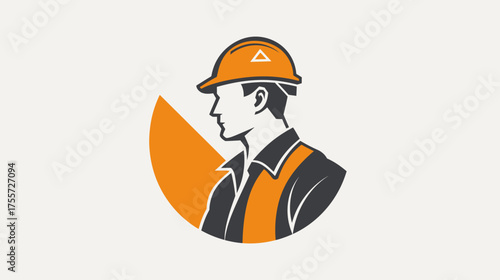 Stylized profile of a construction worker wearing a hard hat