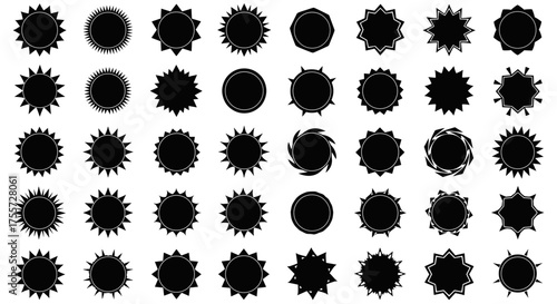 A collection of starburst sunburst and asterisk shapes with grunge textures.