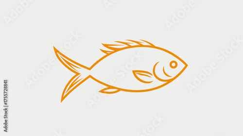 Stylized orange outline of a fish on a light gray background