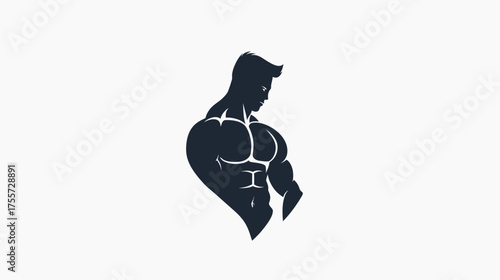 Silhouette of a muscular man with defined chest and abs