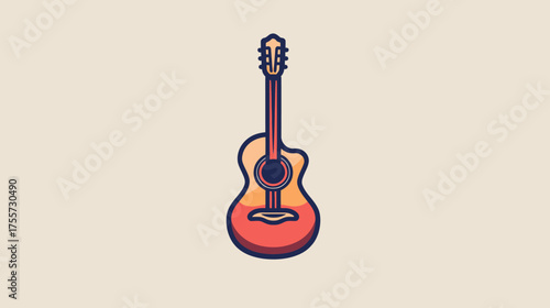Stylized acoustic guitar with warm colors against a light background