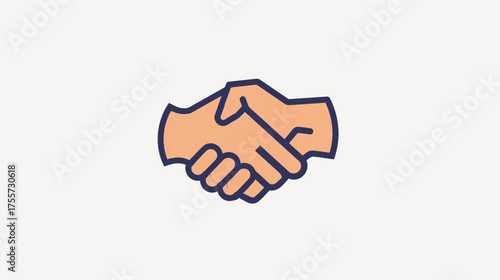 Two stylized hands clasped in a handshake, symbolizing agreement and partnership