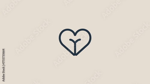 A simple line art icon of a heart with a Y-shaped form inside