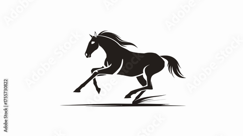 Silhouette of a galloping horse with flowing mane and tail