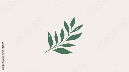 A delicate sprig of green leaves on a neutral, light background