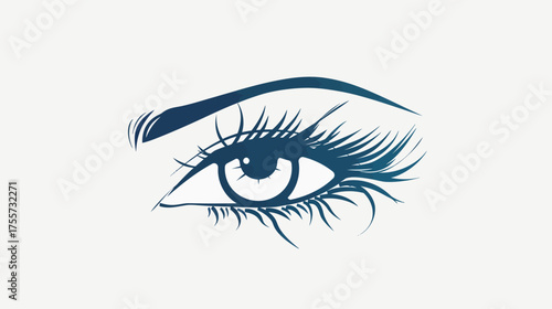 A graphic depiction of a stylized eye with long lashes and an arched brow