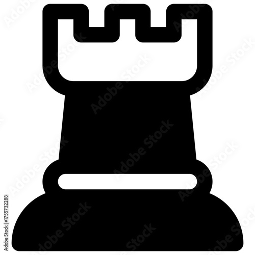 Chess. Outlined stroke vector icon with black-filled details.