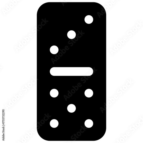 Dominoes. Outlined stroke vector icon with black-filled details.