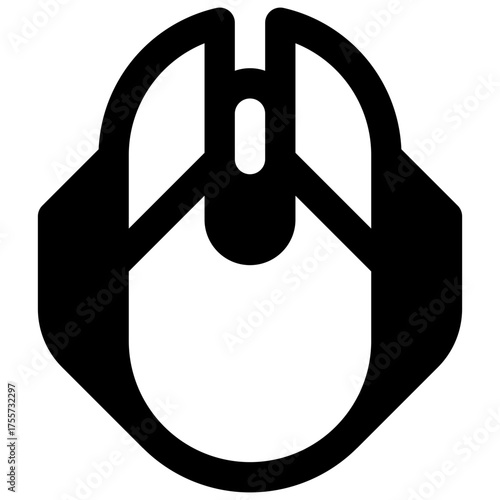 Gaming mouse. Outlined stroke vector icon with black-filled details.