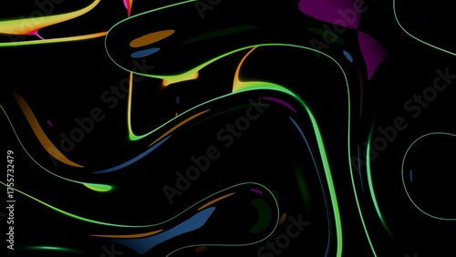 Colorful abstract fluid background smooth, curves, glossy modern