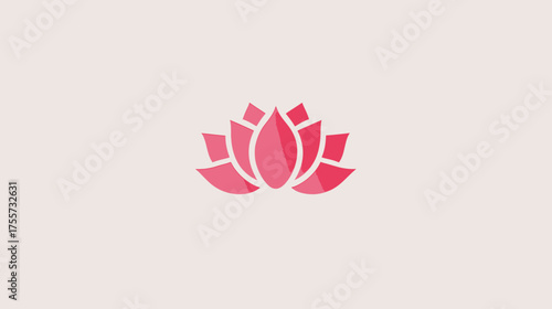 A stylized pink lotus flower on a muted beige background